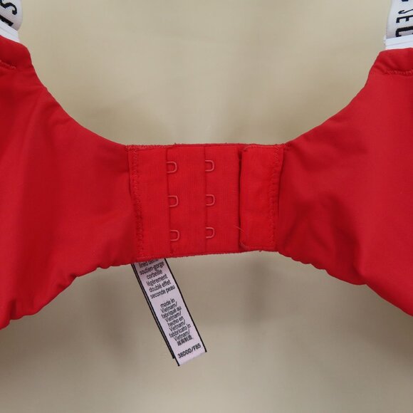Victorias Secret 38DDD T Shirt Lightly Lined Demi Bra Red Underwire Logo Straps - Picture 7 of 16